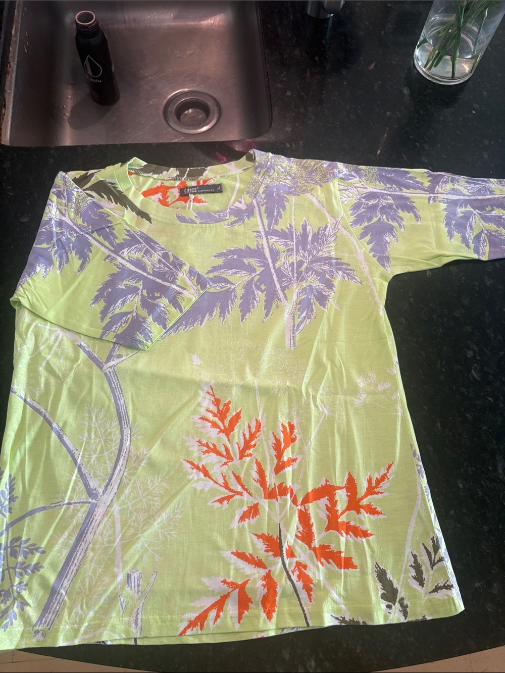Epice Paris Cotton Tee- Lime Green, Lavender & Orange (L)